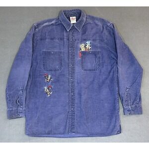 Vtg Disney Store Jiminy Cricket 100% Cotton Shirt Shacket Mens Size M
